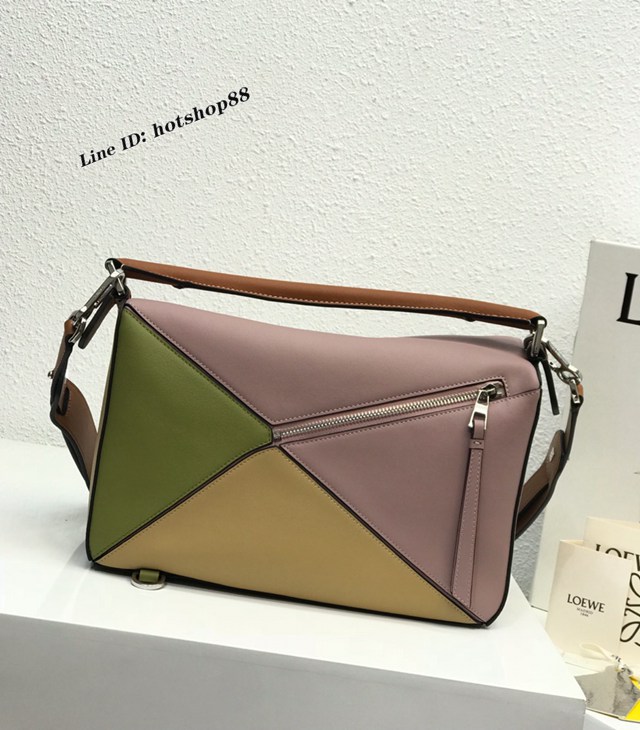 Loewe專櫃羅意威女款Puzzle系列中號拼色純色手提手拎單肩斜挎包 10171 lyw1045